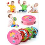 Empressco Renkli Ahşap Bebek Müzik Aleti, Deri Tef Davul, Eğlenceli ve Güzel Sesler - Seçenek 1 - Ahşap - Ceviz
