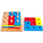 Empressco Renkli Ahşap Blok Tetris Oyunu, Eğlenceli ve Öğretici Oyun Seti - Seçenek 1 - Açık Bej