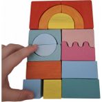 Empressco Renkli Ahşap Eğitici Puzzle Seti – El Yapımı Doğal ve Eğlenceli Oyuncak - Seçenek 1 - Altın - Turkuaz