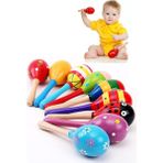 Empressco Renkli Ahşap Marakas Bebek Müzik Aleti, Eğlenceli ve Güvenli Sesli Oyuncak - Seçenek 1 - Açık Bej