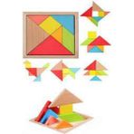 Empressco Renkli Ahşap Tangram Eğitici Zeka Oyunları Mini Boy 7x7 cm - Seçenek 1 - Açık Bej