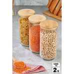 Empressco Rosemor 2 Adet Bambu Kapaklı Vakumlu Cam Kavanoz 1400ML Baharatlık Bakliyat Gıda Saklama Kabı Organizer - Fiyatı, Yorumları - Altın - 1,3 lt
