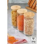 Empressco Rosemor 3 Adet Bambu Kapaklı Vakumlu Cam Kavanoz 1400ML Baharatlık Bakliyat Gıda Saklama Kabı Organizer - Fiyatı, Yorumları - Altın - 1,3 lt