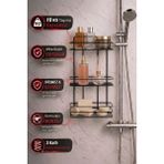 Empressco Sas Haus 3 Katlı Siyah Yapışkanlı Banyo Rafı, Şampuanlık Duş Düzenleyici, Metal Banyo Duvar Askısı - Fiyatı, Yorumları - Ahşap Rengi - Seçenek 1