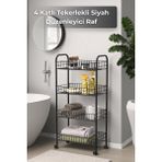 Empressco Sevinse Home 4 Katlı Siyah Tekerlekli Banyo Rafı, Mutfak Rafı, Deterjanlık, Sebzelik, Makyaj Çok Amaçlı Organizer - Fiyatı, Yorumları - Ahşap - Seçenek 1