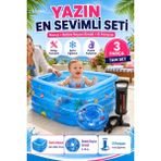 Empressco Viyol Marketim 3’lü Şişme Havuz Seti – 140X100X70 cm Derin Havuz + Bebek Boyun Simidi 6-18 Ay + El Pompası - Fiyatı, Yorumları - --