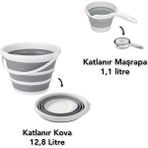 Empressco Yogh Katlanır Katlanabilen Kova 12,8 Litre Katlanır Maşrapa (Koçero) Gri 2 - Altın