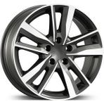 Emr 17 Inç 5X100 Polo Ibiza Taigo Egea Doblo Gun Metal Elmas Kesim Jant Modeli (4 Adet) - Matt Grey Polished