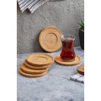 Emr Shop Bambu Çay Tabağı 6 Adet Doğal Bambu Çay Tabağı Altlığı Yuvarlak Dekoratif Bardak Altlığı Seti Emr Home