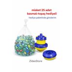 Emrah Gültekin 25 Adet Misket Bilye ve 1 Adet Basmalı Topaç Eğitici Oyuncak Seti Şeker ve Hediye Paketli