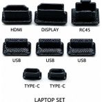 Emre Bilişim Laptop Toz Tıkacı Seti Bilgisayar Koruyucu Kapak Seti - HDMI Display RJ45 USB Type-C 8 Parça Siyah - 45-Siyah