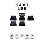 emrebilisim USB Toz Engelleyici Koruyucu Tapa - Siyah Koruma Tapası - - Tüm USB Girişleri 5 Adet