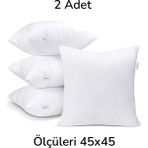 Emrin Ahşap Oyuncak Ve Hediyelik Eşya 2 Adet Premium Kare Kırlent Iç Yastık, Elyaf Dolgulu 45X45 - 45 x 45 cm - Beyaz