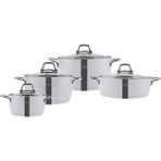 Emsan 16 cm 1,5 Lt Derin Tencere, 20 cm 2,4 Lt Derin Tencere, 24 cm 5,5 Lt Derin Tencere, 24 cm 3,0 Lt Pilav Tencere, 4 Adet Kapak Valerıa 8 Parça Tencere Seti - Çelik