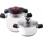 Emsan Innocook 4+6,5 Lt Düdüklü Tencere Seti Kırmızı Paslanmaz Çelik ile Enerji Tasarruflu - 4 - 6,5 L Set