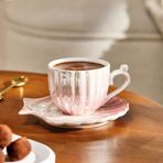 Emsan Istiridye 2 Kişilik Porselen Pembe 90 ml Kahve Fincanı Takımı