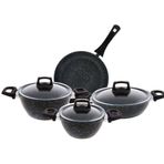 Emsan Oasis-S Granit Set Blue Star 7 Parça Tencere Seti - 18 cm - Siyah