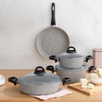 Emsan Premium Gri Granit Tava ve Karnıyarık Tencere Seti
