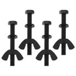 EMSea 4 adet makara çubuğu naylon cıvata, XP Deus Underground metal dedektörü M6 X 50 mm ile uyumlu, M6 pullu ve M6 naylon kanat somunlu siyah