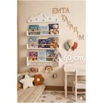 emta tasarım 60 cm 3 lü set Beyaz naturel raf askılık Montessori kitaplık çocuk odası aksesuar dekorasyon
