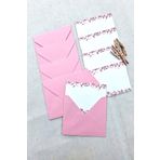 Emtory Home 15 Adet Pembe Zarf ve Mandallı Gül Yapraklı Kart - Hediye Paketleme Kartı - Not Kartı 1.Hamur