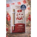 Emtory Home 23 Nisan Hediye Beyaz Kalem Kartı 5 Adet | Natürel Kurşun Kalemli | Sabit Yazılı | Jelatinli