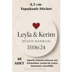 Emtory Home 48 Adet Yuvarlak Kişiye Özel Yapışkanlı Sticker - Kına Hediyesi - Nişan Hediyesi - 1.Hamur Mat