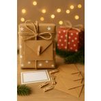 Emtory Home 5 Adet Mandallı Kraft Not Kartı ve Zarfı - Hediye Kartı - Tebrik Kartı (9x7 - 8,5x6)