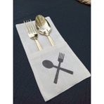 Emtory Home 6 Adet Çatal Kaşık Baskılı Keten Kaşıklık Servis Sunum - 10 x 22 cm - Krem