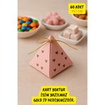 Emtory Home 60 Adet Pembe Kalpli Piramit Kutu - Lokum Kutusu - Çikolata Kutusu - Şeker Kutusu - Mevlid Hediyesi