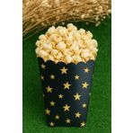 Emtory Home 8'li Siyah Gold Yaldızlı Mısır Kutusu - Popcorn Kutusu - Doğum Günü Ikram Hediye -yılbaşı Parti