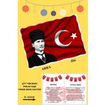 Emtory Home Bir Adet Karne Kılıfı - Atatürk ve Türk Bayrağı - Kuşe Malzeme - Andımız ve İstiklal Marşı
