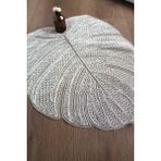 Emtory Home Gümüş Modern Yaprak Desenli Dantel Nakışlı Servis - Tepsi Örtüsü - Çeyizlik- Runner - Çizgili Gri