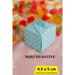 Emtory Home Kare Kutu | Mavi Puantiyeli Lokum Kutusu - Şeker Kutusu - Mevlid Kutusu - Çikolata Kutu 10 Adet