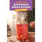 Emtory Home Kırmızı Şeker Kovası | 8 Adet Büyük Boy Bayram Hediyesi - Şeker Kutusu | İp ve Jelatin Dahil