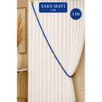 Emtory Home Saks Mavi Kruvaze Perde Tavan Korniş Bağlama Halatı - Gold Detaylı - Perde Süsü - 3 Metre - 1 Adet