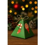 Emtory Home Şeker Kamışı Yeşil 10'lu Piramit Kutu - Hediye Kutusu - Ağaç Süsü - Yılbaşı Kutusu - Yılbaşı Hediye