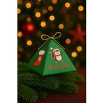 Emtory Home Yeşil Yılbaşı 10'lu Çorap & Penguen Konsept Piramit Kutu - Hediye Kutusu - Ağaç Süsü - Yılbaşı Kutu