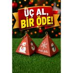 Emtory Kırmızı Kardan Adam Konsept 10'lu Piramit Kutu - Hediye Kutusu - Yılbaşı Kutusu - Yılbaşı Hediyesi