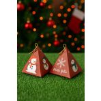 Emtory Kırmızı Kardan Adam Konsept 10'lu Piramit Kutu - Hediye Kutusu - Yılbaşı Kutusu - Yılbaşı Hediyesi