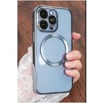 Emybox İphone 12 Pro Logo Açık Kamera Lens Korumalı Arkası Şeffaf Yumuşak Silikon Kapak Telefon Kılıfı,Mavi Tek Ebat