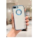 Emybox İphone 7 Plus / 8 Plus Kamera Lens Korumalı Arkası Şeffaf Yumuşak Silikon Kapak Telefon Kılıfı,Mavi Tek Ebat