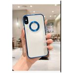 Emybox İphone Xsmax Logo Açık Kamera Lens Korumalı Arkası Şeffaf Yumuşak Silikon Kapak Telefon Kılıfı,Mavi Tek Ebat