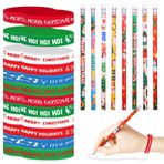 emzrivo 48 Adet Noel Kalem Seti 24 Noel Kalemleri Silgi ile 24 Noel Silikon Bilezikler Noel Ahşap Kalemler Tatil Kalemleri Noel Bileklikleri Kauçuk Bilezikler Noel Çorap Stuffers