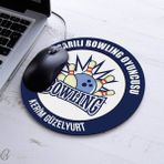 En Başarılı Bowling Oyuncusu Isme Özel Yuvarlak Mousepad - Beyaz