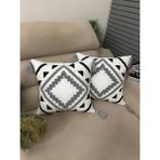 En Gözde Home Punch Nakışlı 2 Adet Kırlent Kılıfı - 43x43 - Gri - Siyah