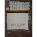EN Home 50X90 Kadife Nakışlı Dantelli Çeyizlik Havlu - Beyaz - Mor - Lila - 50 x 90 cm