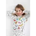 En Sevimli Figürleri Özel Kalemi ile Boyanabilir Çocuk Pijama Takımı (Yıkama Sonrası Leke Bırakmaz) - 001-Beyaz - 3 - 4 Yaş