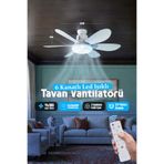EN SİGA LED Işıklı Uzaktan Kumandalı 52 CM 6 Yapraklı Tavan Vantilatörü Kristal lambalı