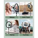 En Siga Ring Light 14 Inç Tiktok Youtuber Çekim Tripod Işıklı Telefon Tutucu Makyaj Işığı +2.1 mt Tripod